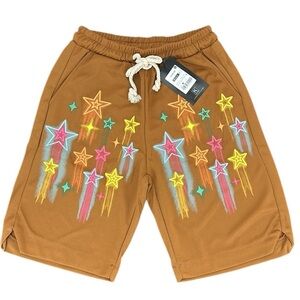 Aoklok Pentagram Brown Streetwear Shorts Medium Pockets Bermuda Casual Summer